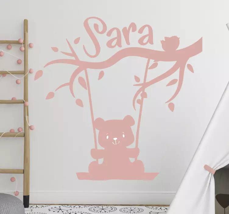 Personalized Bear Swing kid's sticker - TenStickers