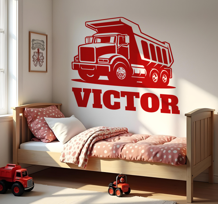 personalized contruction truck toy decal - TenStickers