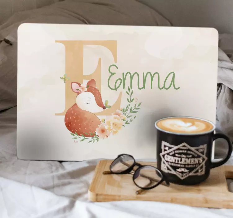 Personalized Cute Fox laptop skin - TenStickers