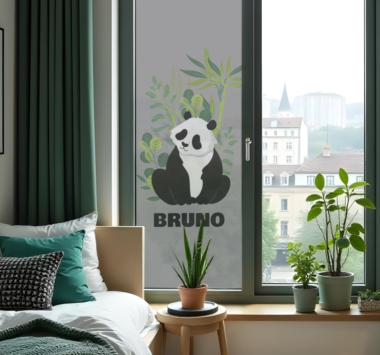 personalized panda window sticker - TenStickers