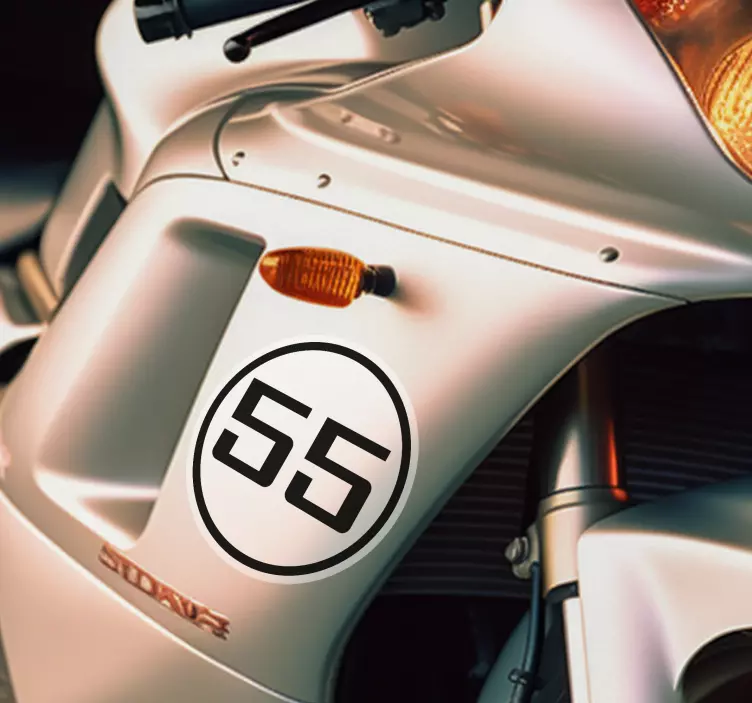 Personalized rounded number motorcycle decal - TenStickers