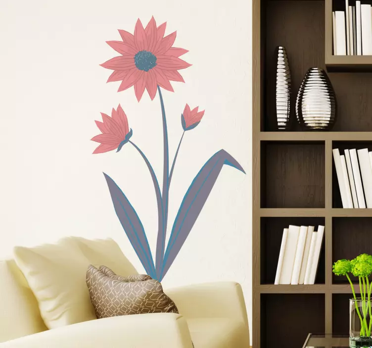 Pink Flower Wall Decal - TenStickers