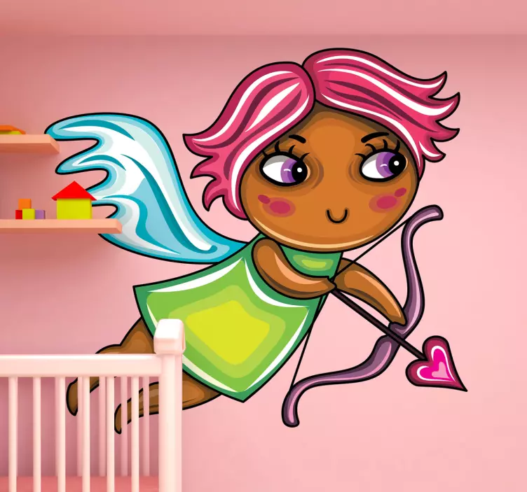 Pink Hair Cupid Girl Sticker - TenStickers
