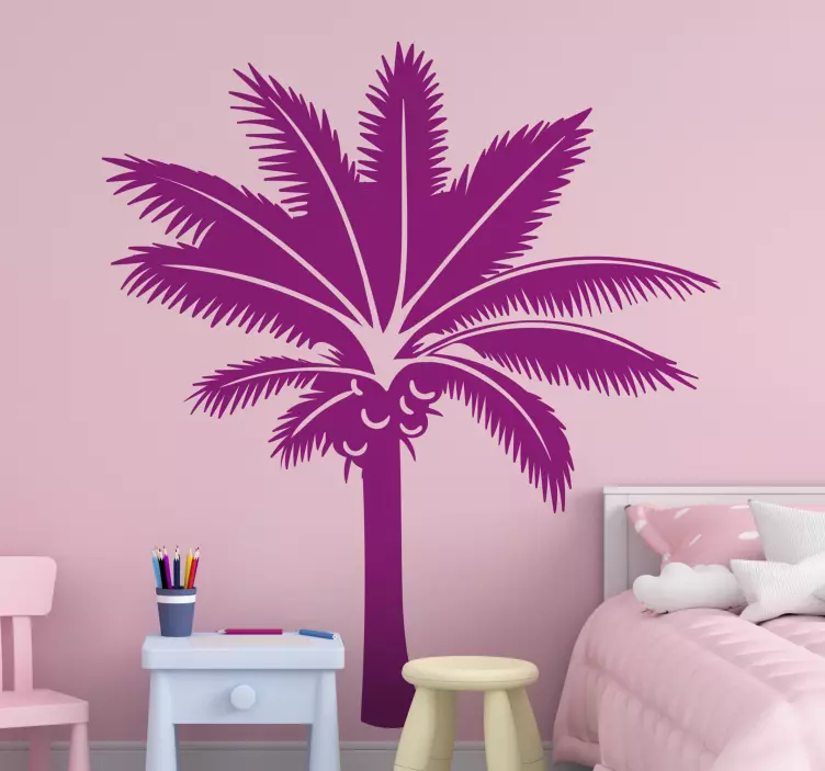 Pink palm tree wall sticker - TenStickers