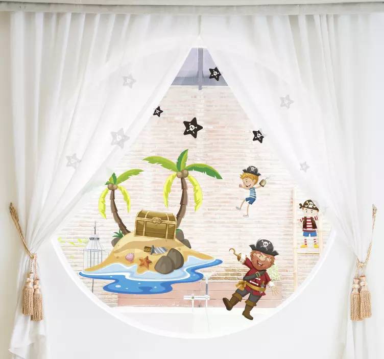 Pirates and palm trees window sticker - TenStickers