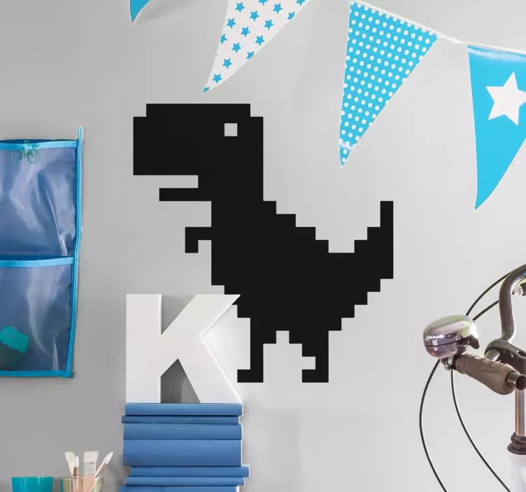 Pixel Dinosaur Wall Sticker - TenStickers