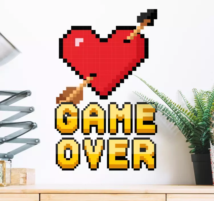 Pixel Heart Icon video game sticker - TenStickers