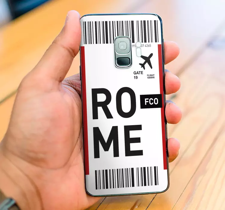 Plane ticket to Rome Samsung sticker - TenStickers