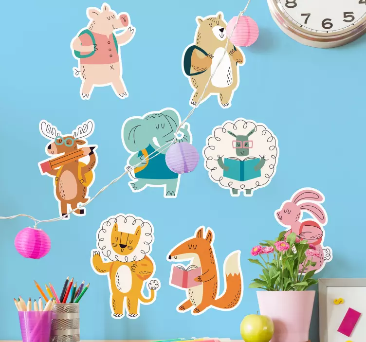 Playful Animal Friends cat sticker - TenStickers