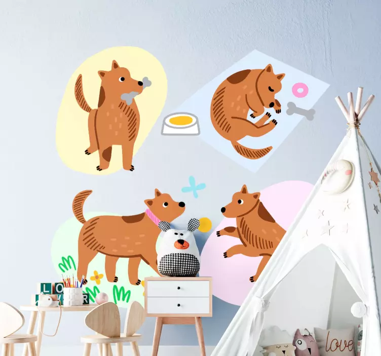 Playful Canine Activities cat sticker - TenStickers