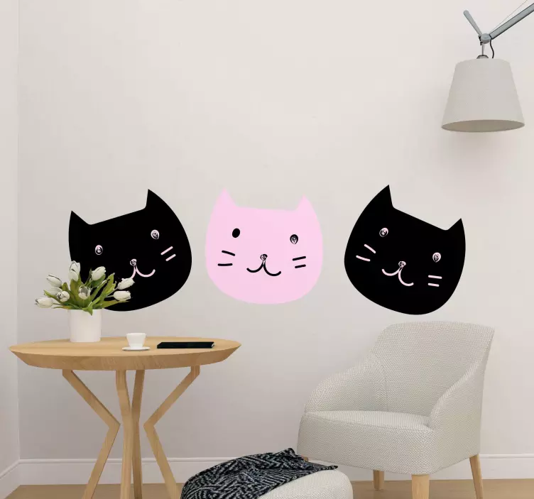 Black and pink design cat sticker - TenStickers