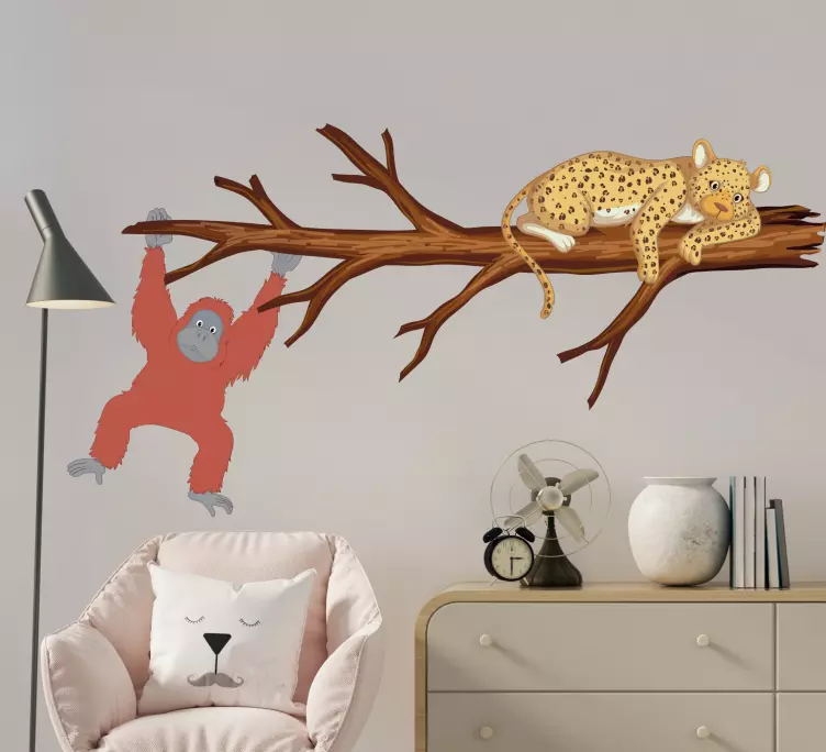 Playful monkey villain animal wall sticker - TenStickers