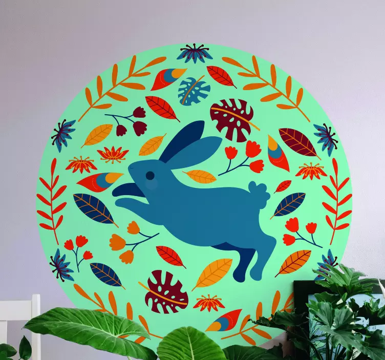 Playful Rabbit Illustration animal wall sticker - TenStickers