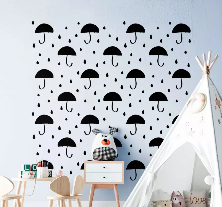 Playful Umbrella Pattern kid's sticker - TenStickers