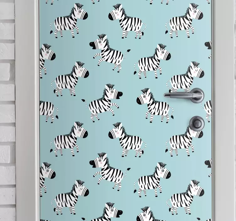 Playful Zebra Patterns door sticker - TenStickers