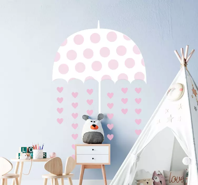 Polka Dot Umbrella kid's sticker - TenStickers