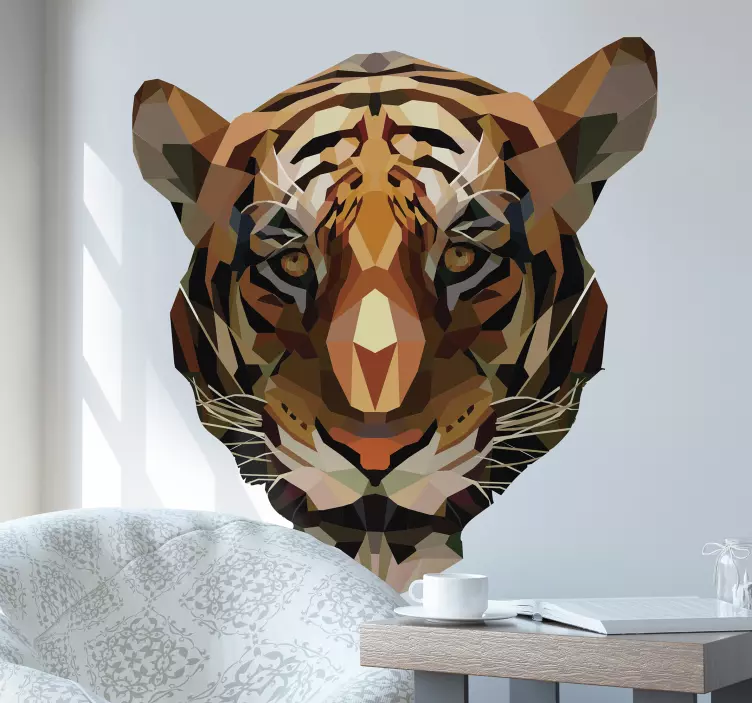 Polygonal tiger animal wild animal decal - TenStickers