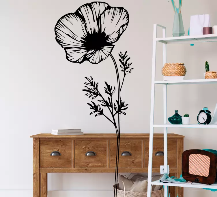 Poppy elegant design flower wall sticker - TenStickers