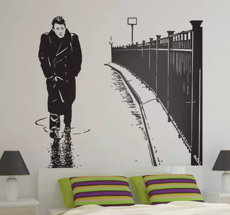 Portrait James dean rain cinema wall sticker - TenStickers
