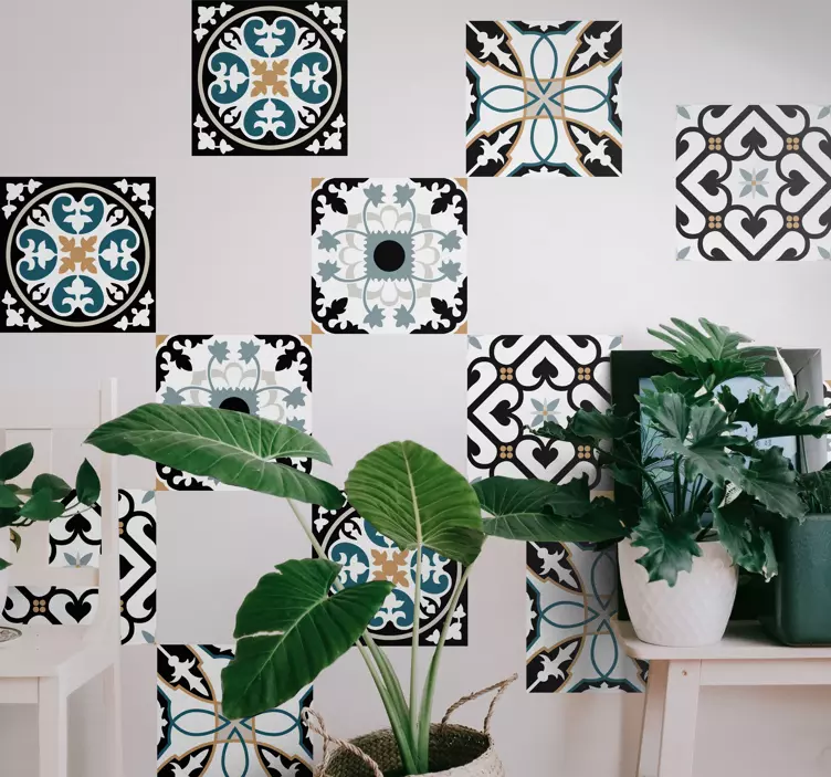 Blue and black pattern Portuguese tile sticker - TenStickers