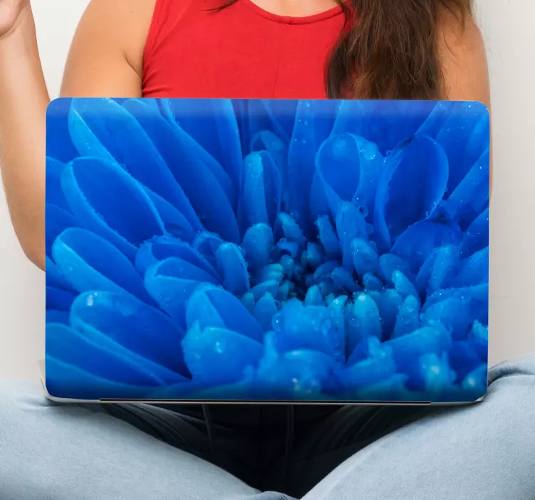 Pretty macro blue flower laptop skin - TenStickers