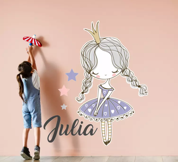 Princess with two braids  personalized sticker - TenStickers