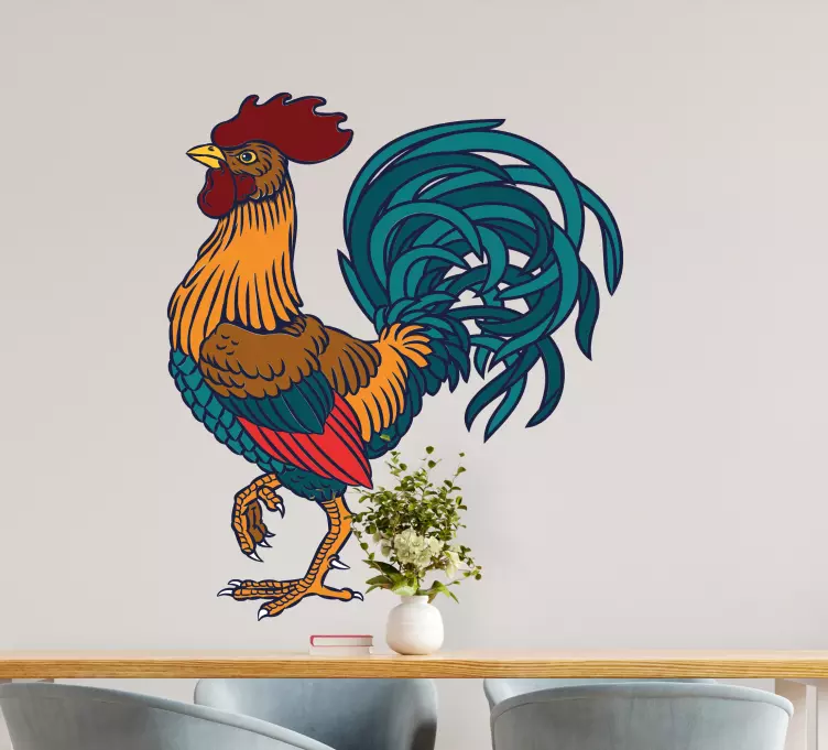 Proud rooster drawing farm animal wall sticker - TenStickers