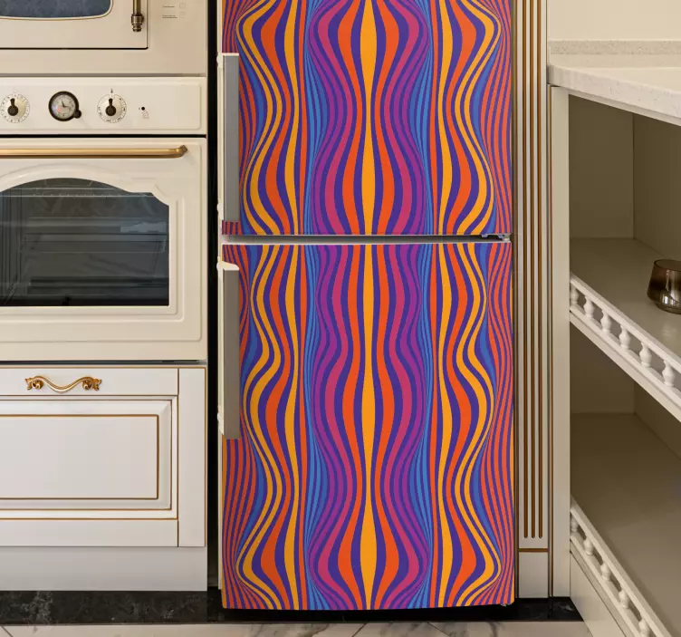 Psychedelic groovy lines fridge sticker - TenStickers