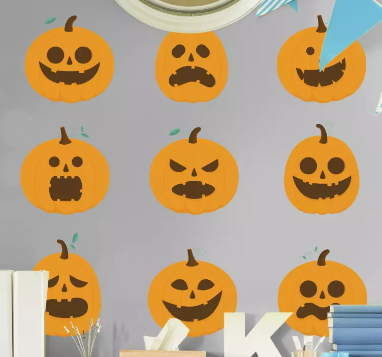 Pumpkin Face Variations halloween sticker - TenStickers