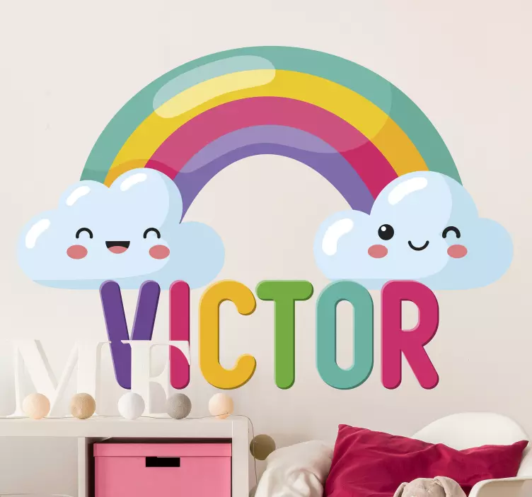 Custom rainbow with clouds illustration sticker - TenStickers