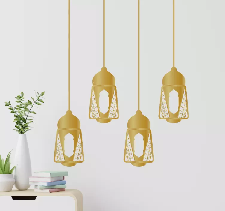 Ramadan Kareem hanging lamps Location decal - TenStickers