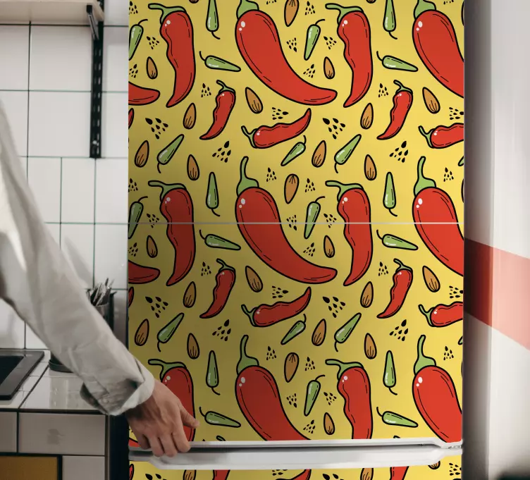 Red and green hot chili   fridge decal - TenStickers