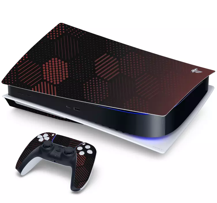 Red Hexagon fade PS5 decal - TenStickers