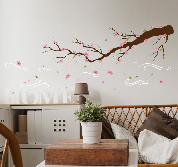 Red Petal Tree Wall Sticker - TenStickers