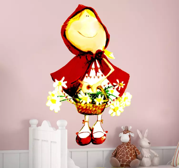 Red Riding Hood with Flowers Sticker - TenStickers