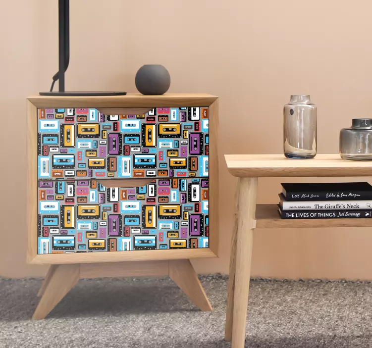 Retro Cassette Pattern furniture sticker - TenStickers