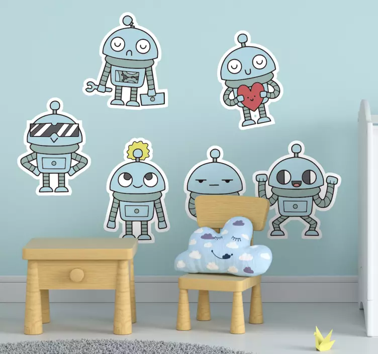 Robots Pack Childrens Bedroom Wall Sticker - TenStickers