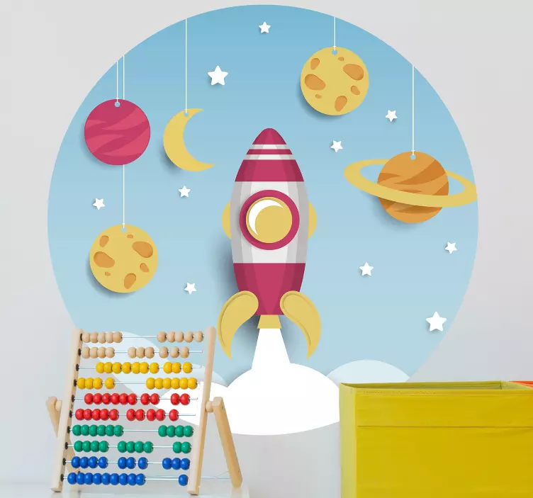 Rocket Launching Expedition kid's sticker - TenStickers
