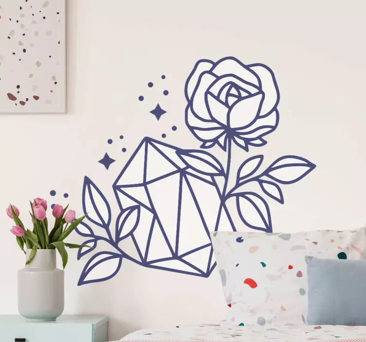 Rose and Crystal wall sticker - TenStickers