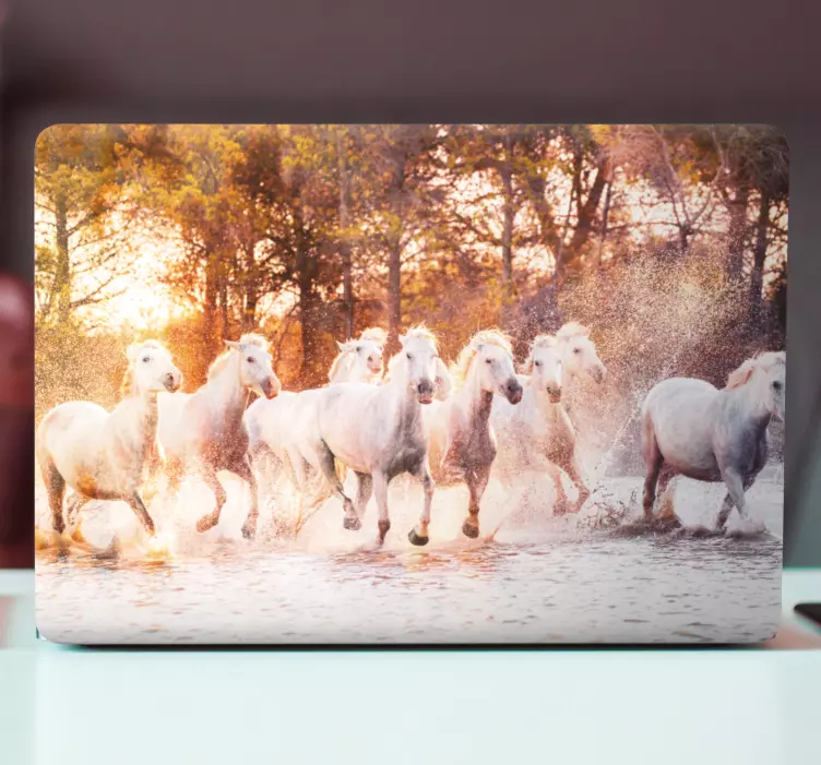 Running White Horses laptop skin - TenStickers