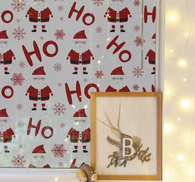 Santa Claus and HoHoHo pattern window sticker - TenStickers