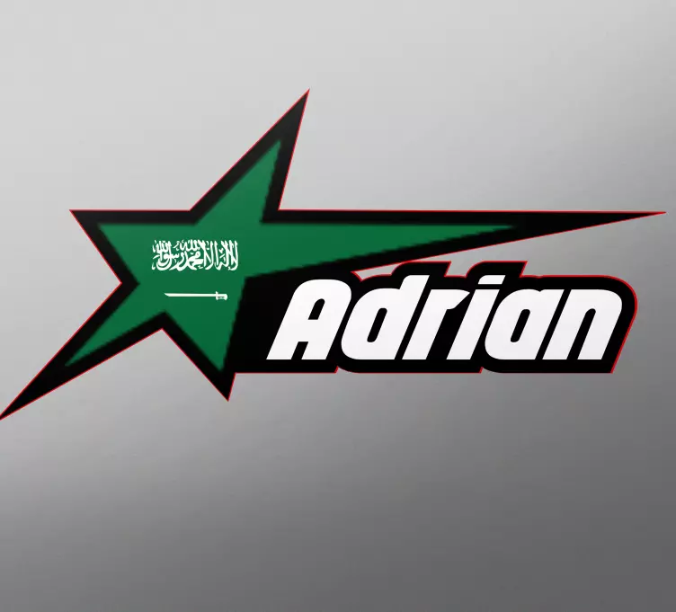 Saudi Arabia flag and custom name car sticker - TenStickers