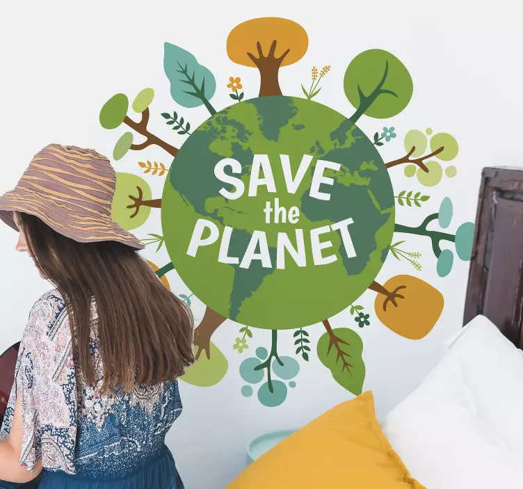 Save planet earth wall sticker - TenStickers