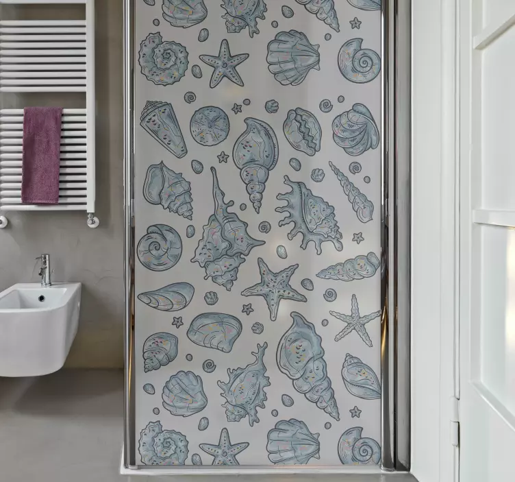 Seashell Sketches shower screen sticker - TenStickers