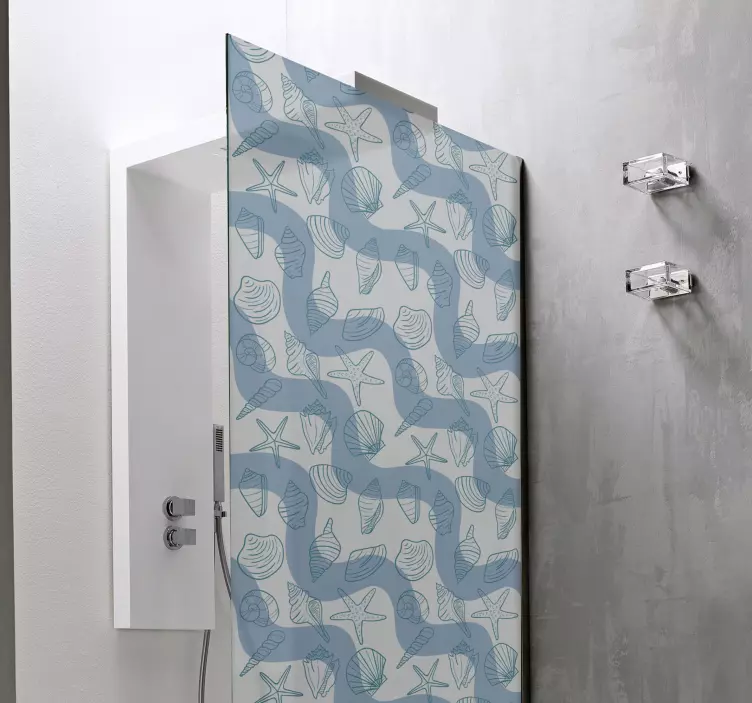 Seashells patterns shower screen decal - TenStickers