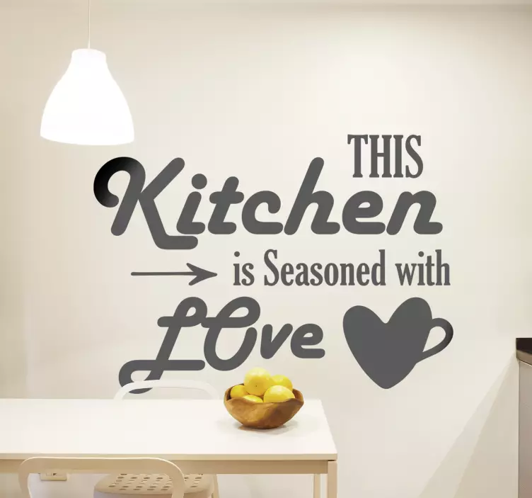 Seasoned with love text wall sticker - TenStickers