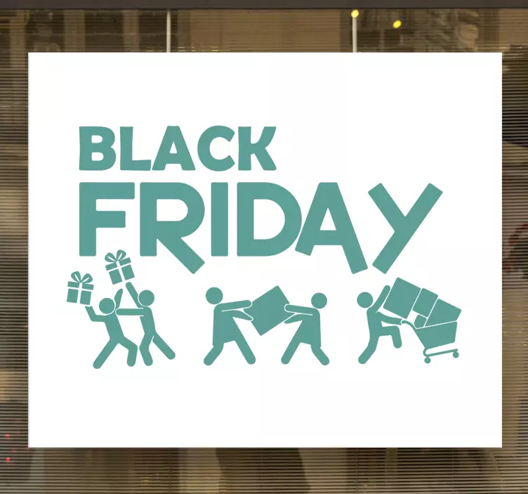 Shopping Crowd Illustration Black Friday sticker - TenStickers
