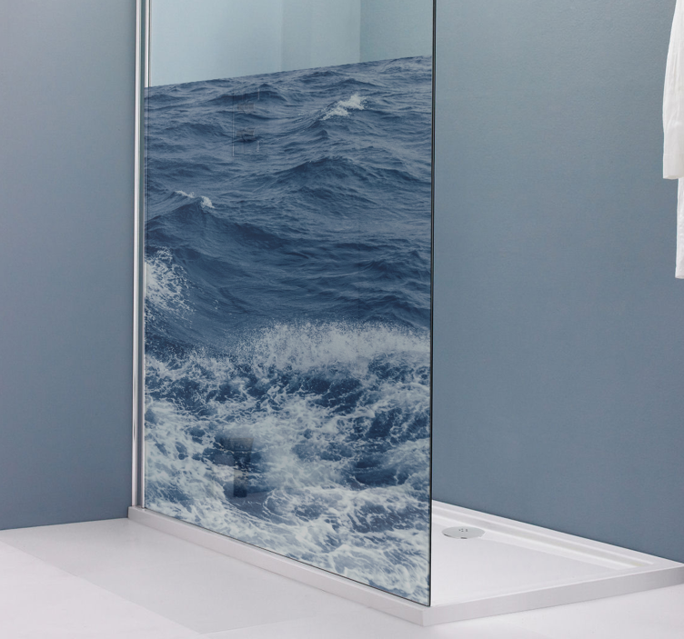 Shower screen sticker ocean waves scene - TenStickers