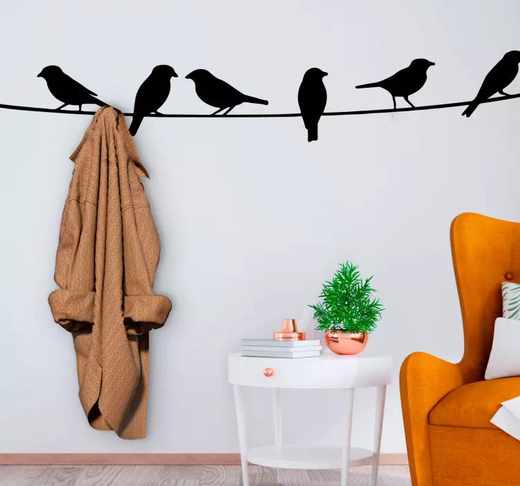 Silhouetted Avian Lineup coat hanger sticker - TenStickers
