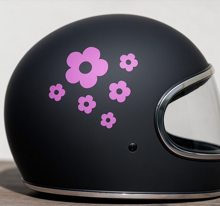 Simple flowers design with name motorcycle sticker - TenStickers